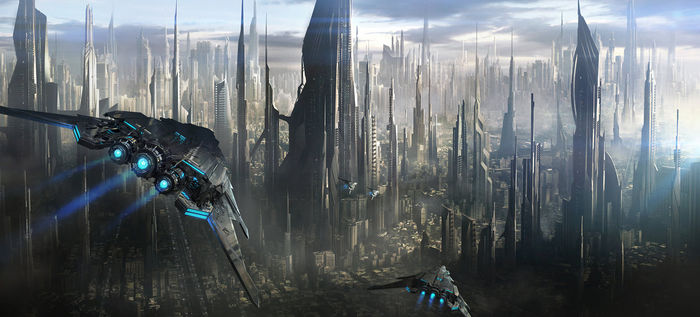 Depiction of a futuristic city.jpg